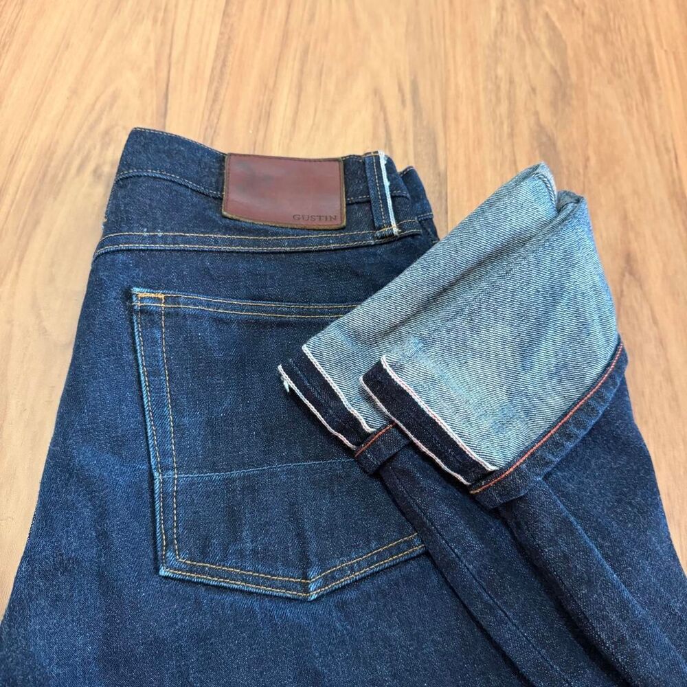 Gustin Jeans Straight Fit Raw Red Line Selvedge Denim Size 32x32